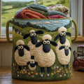 🌸🌸Marta Hand-Quilted Decor Storage Basket with Hand Appliqued Sheep ✨
