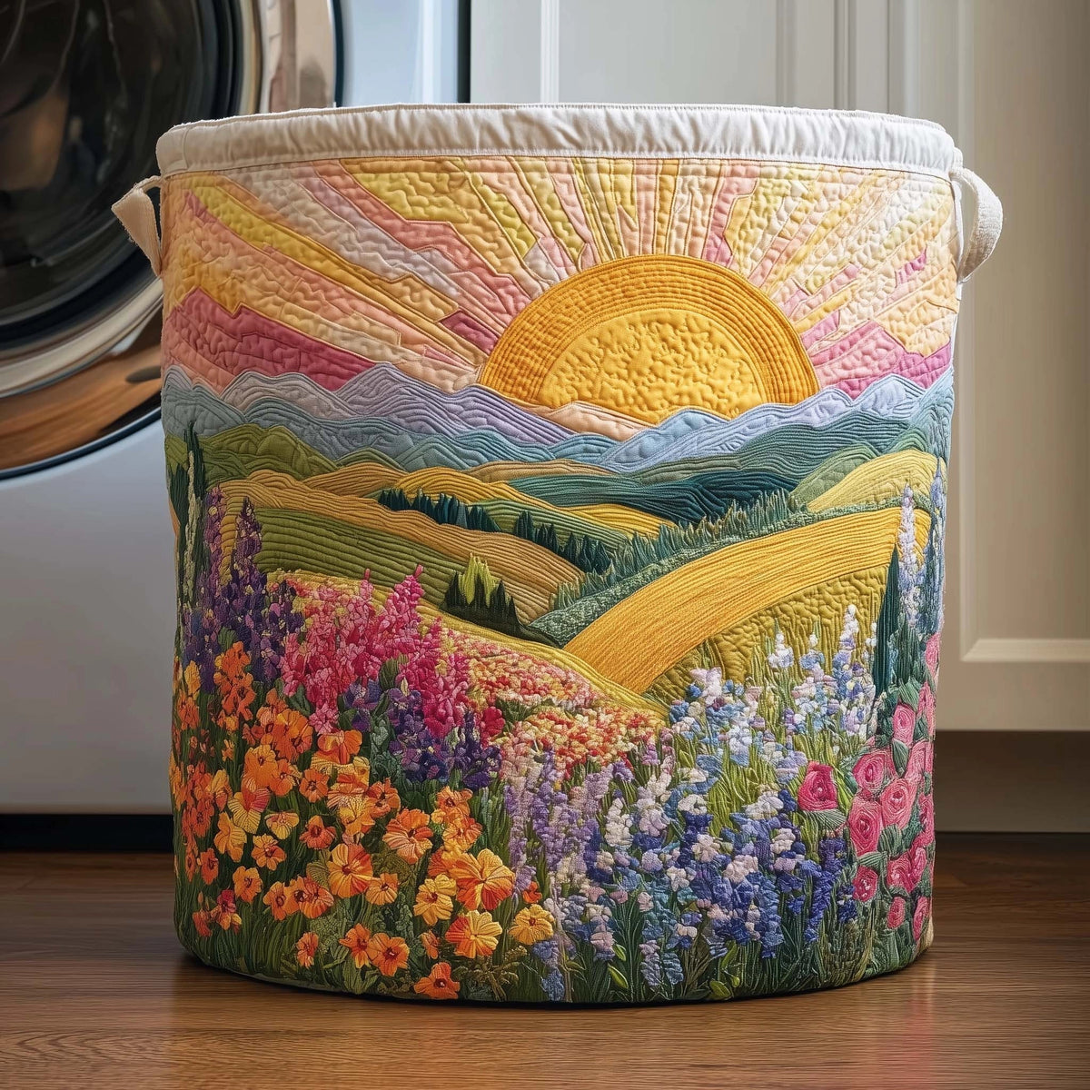 🌸🌸Marta Hand-Quilted Decor Storage Basket with Hand Appliqued Sheep ✨