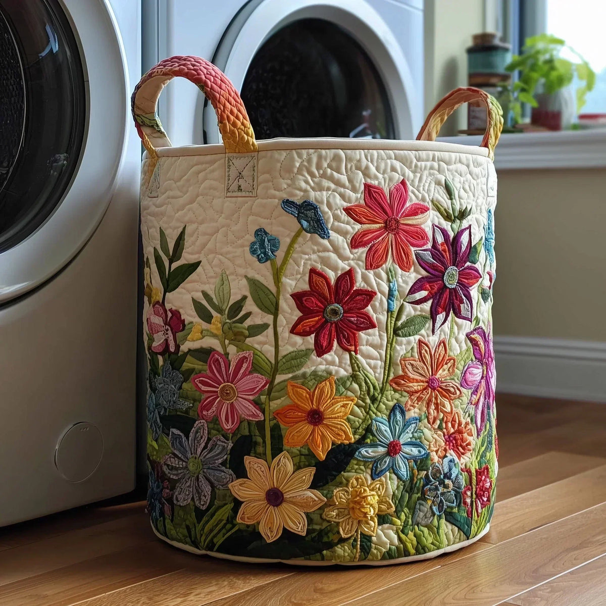 🌸🌸Marta Hand-Quilted Decor Storage Basket with Hand Appliqued Sheep ✨