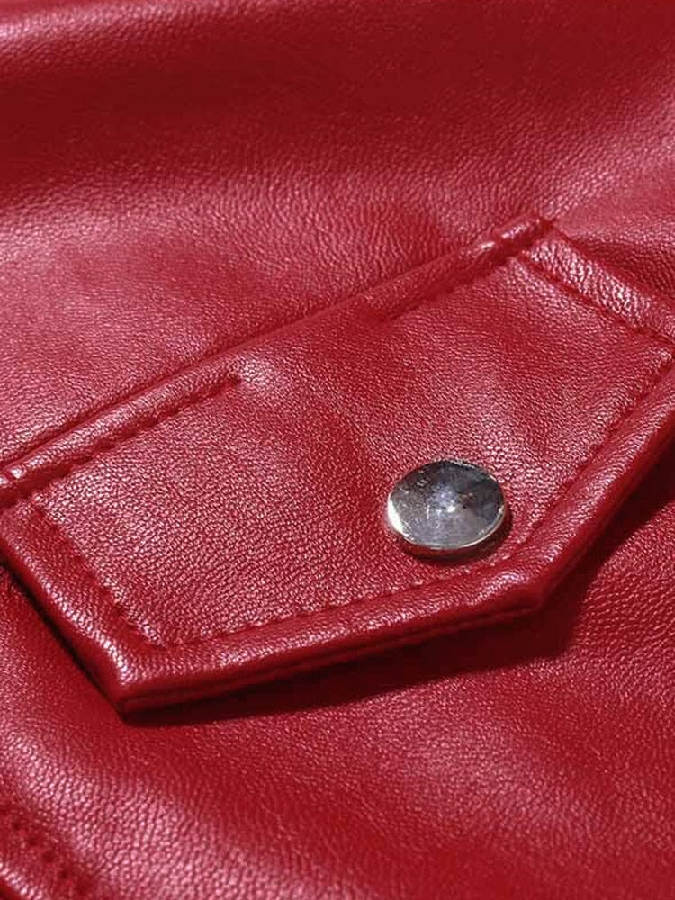 Lapel Zipper Leather Jacket
