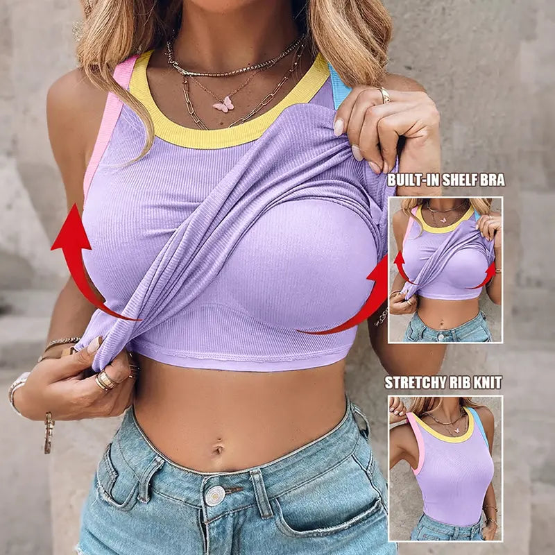 🌸🌸Women’s Built-in Bra Ribbed Knit Racerback Tank ✨