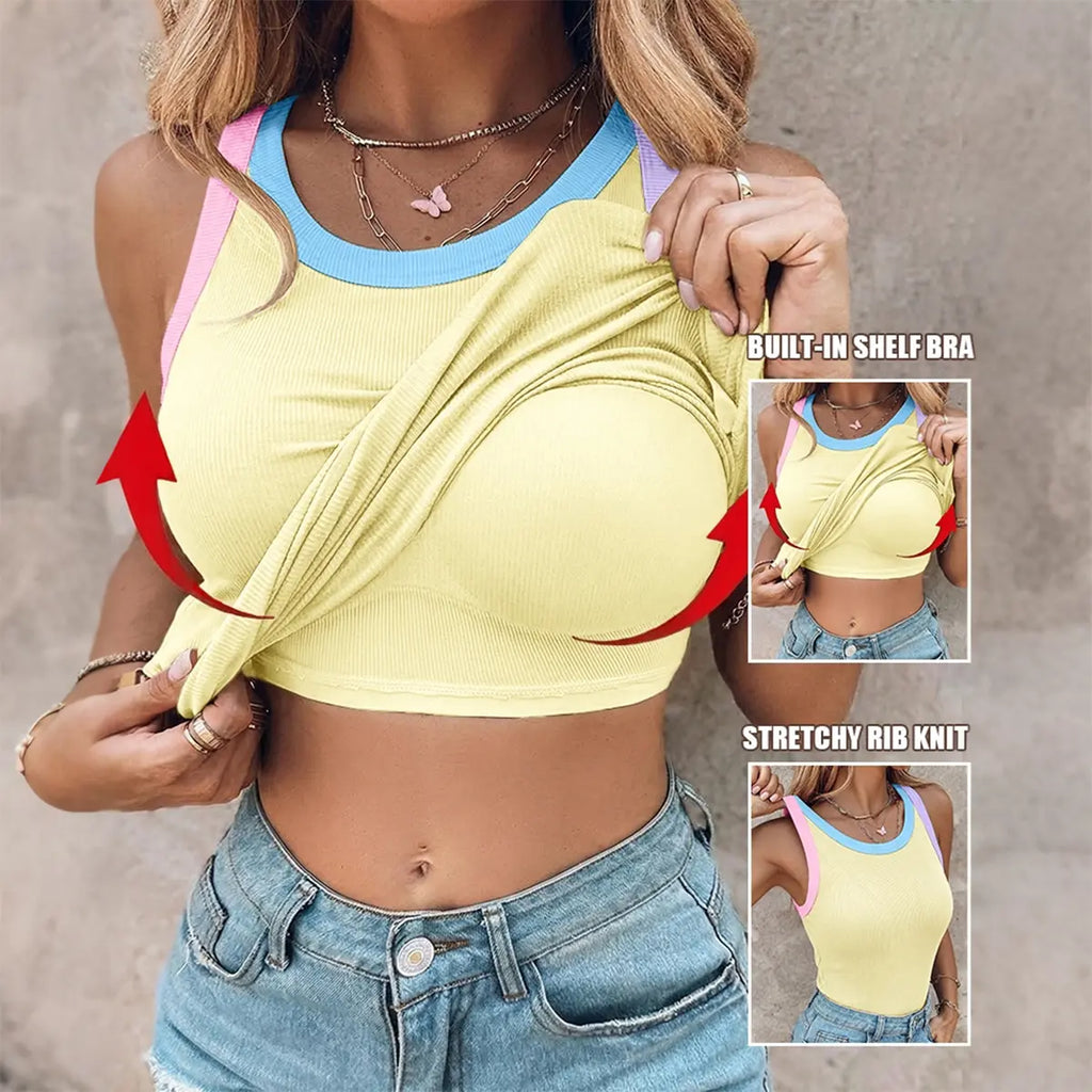 🌸🌸Women’s Built-in Bra Ribbed Knit Racerback Tank ✨