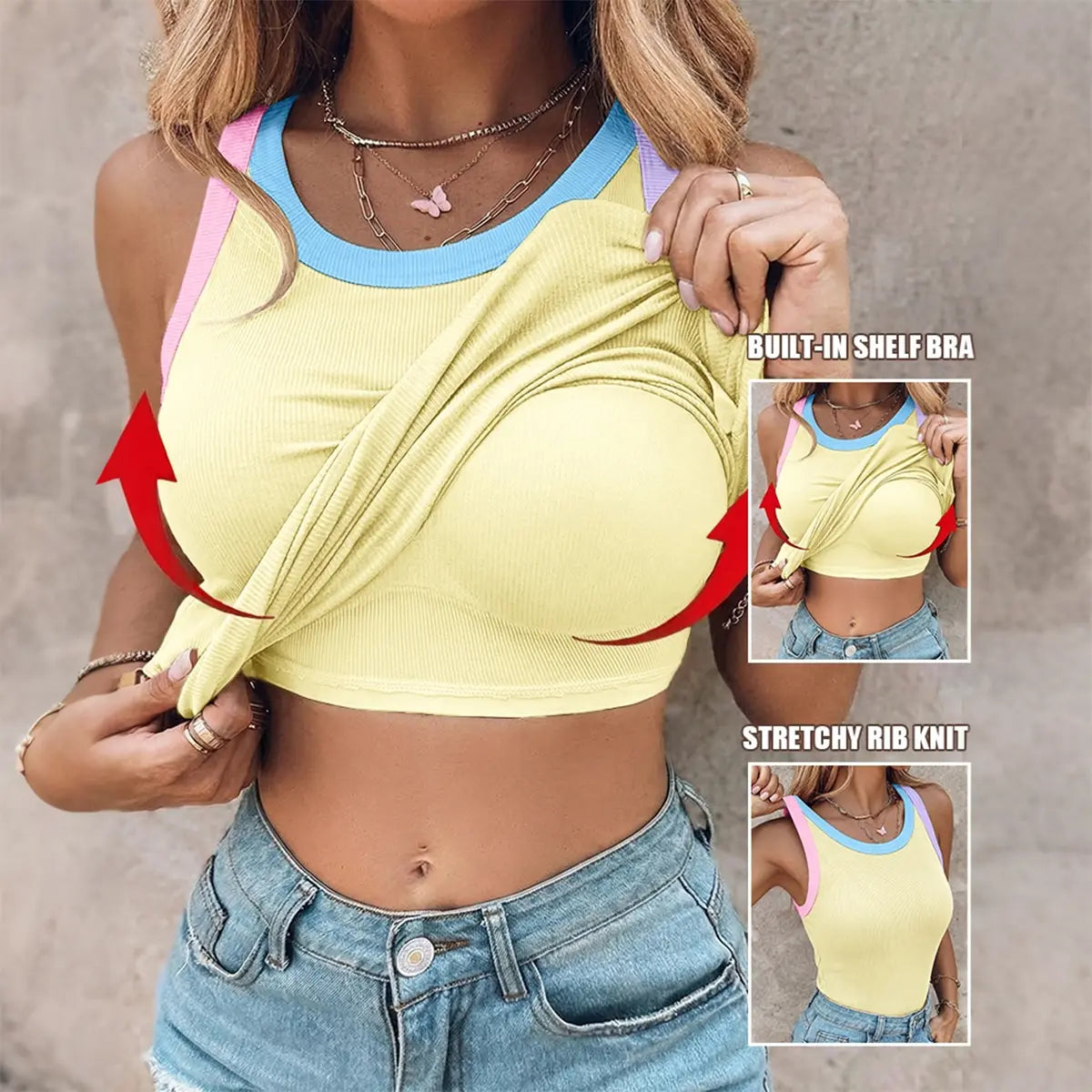 🌸🌸Women’s Built-in Bra Ribbed Knit Racerback Tank ✨
