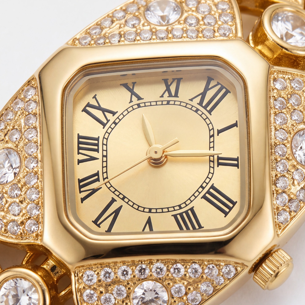 💚Lastfive – Rhombus Crystal Dial Link Bracelet Watch