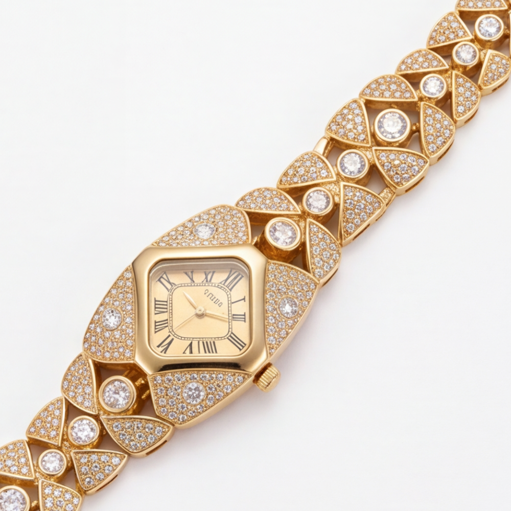 💚Lastfive – Rhombus Crystal Dial Link Bracelet Watch