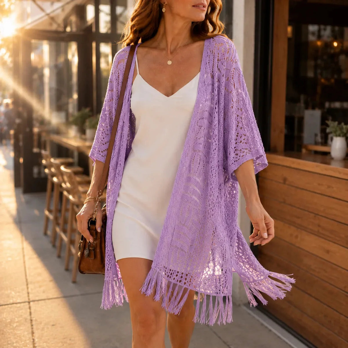 🌷Solenne – Oversized Crochet Tassel Kimono Cardigan for Women