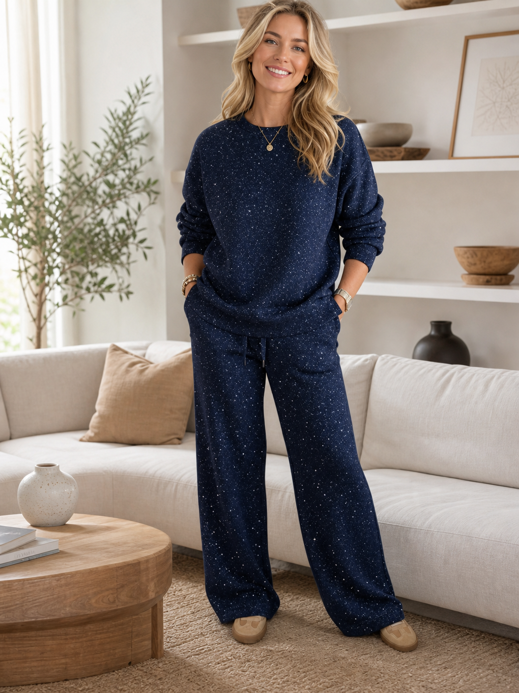 🌸🌸⭐Huge Discount⏰Women's Glitter Pullover 2-Piece Matching Set 🔥