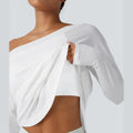 💥Limited Time Sale | Women’s One Shoulder Long Sleeve Workout Top with Built-In Bra