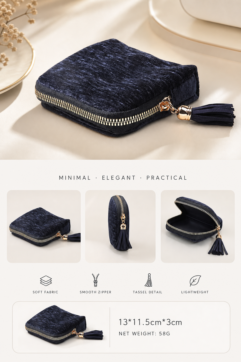 ✨ Compact Tassel Zipper Jewelry Pouch 💎