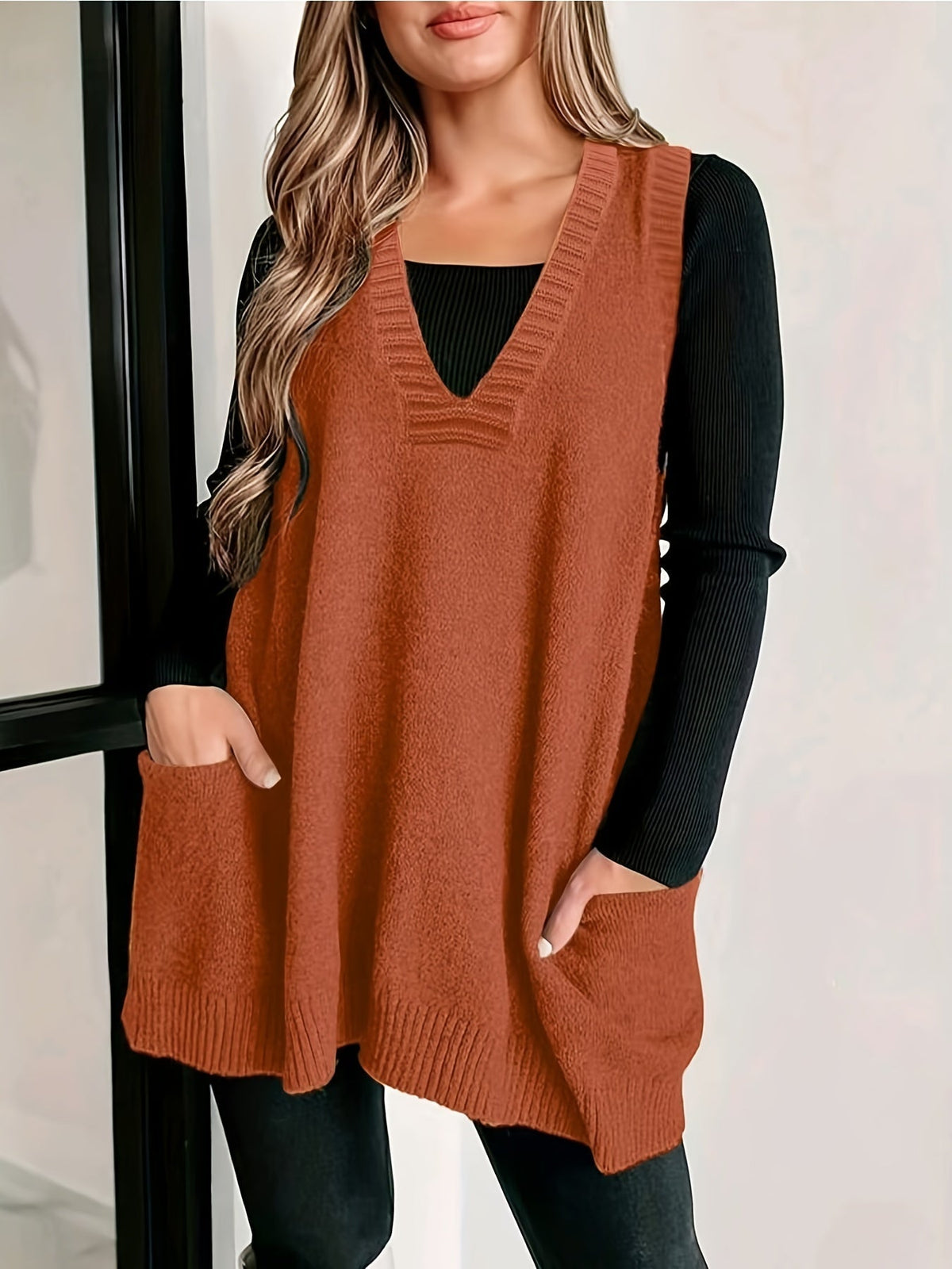 🌷Hayden Helen | Casual Cotton wool blend V-Neck Vest