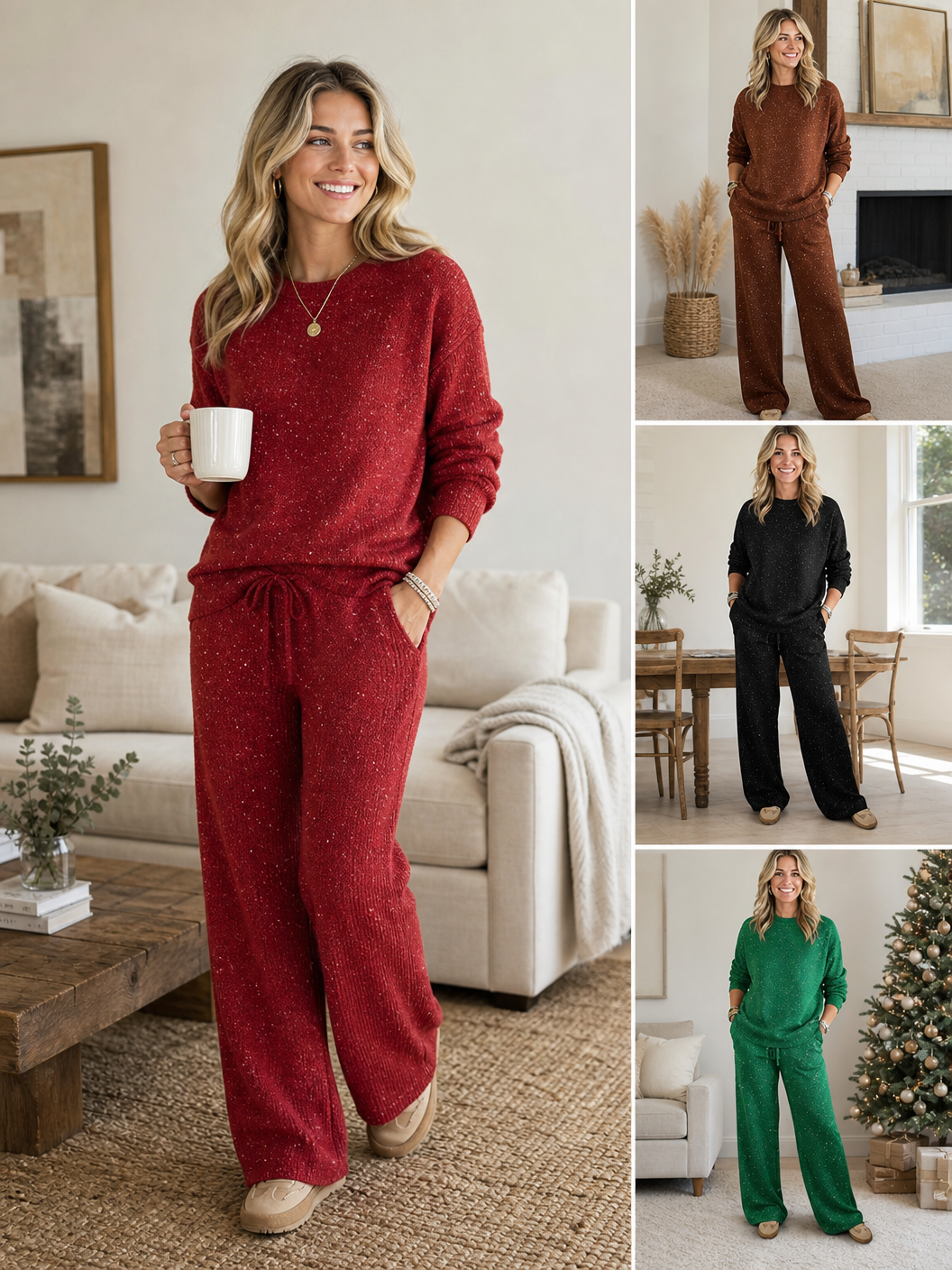 🌸🌸⭐Huge Discount⏰Women's Glitter Pullover 2-Piece Matching Set 🔥
