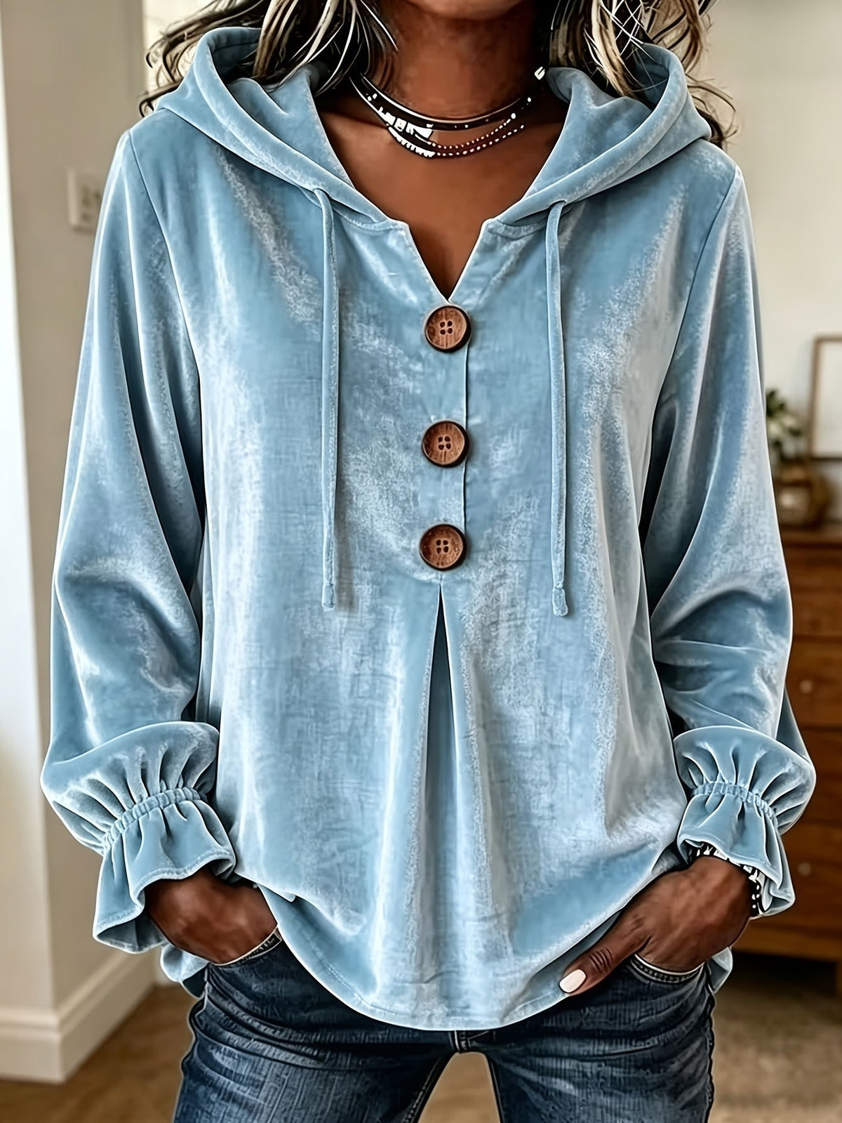 🌷Velvet Long Sleeve Blouse | 5Colors | S–5XL