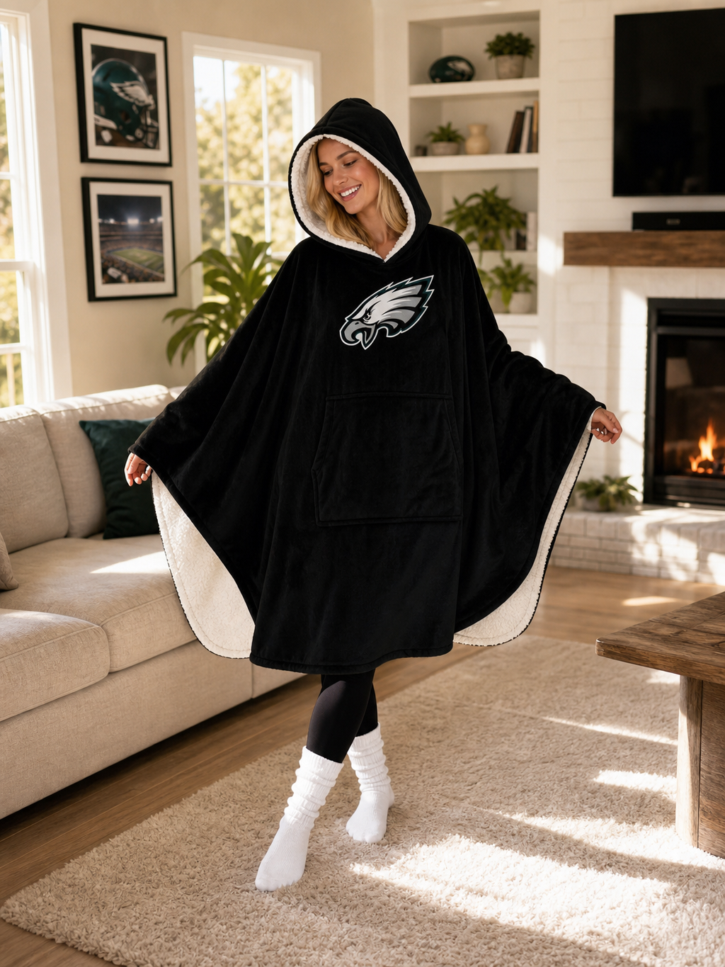 🌸🌸New Arrival🛌Wearable Hooded Blanket with Logo Patch, 60" x 80"🧶