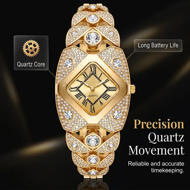 💚Lastfive – Rhombus Crystal Dial Link Bracelet Watch