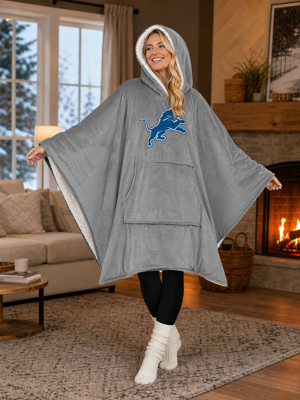 🌸🌸New Arrival🛌Wearable Hooded Blanket with Logo Patch, 60" x 80"🧶