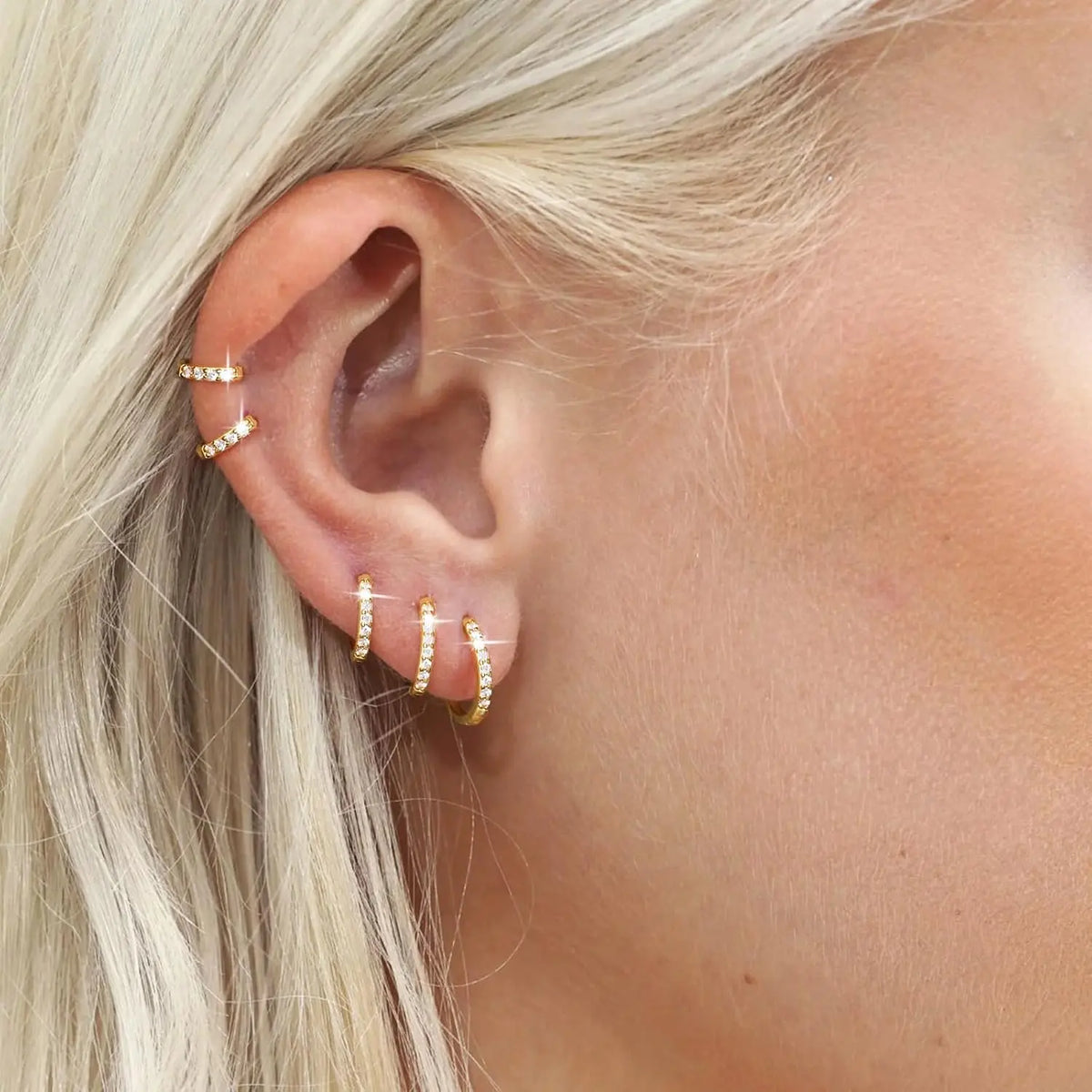 💌💌Dearmay 5 Pairs 14K Gold Plated Hoop Earrings