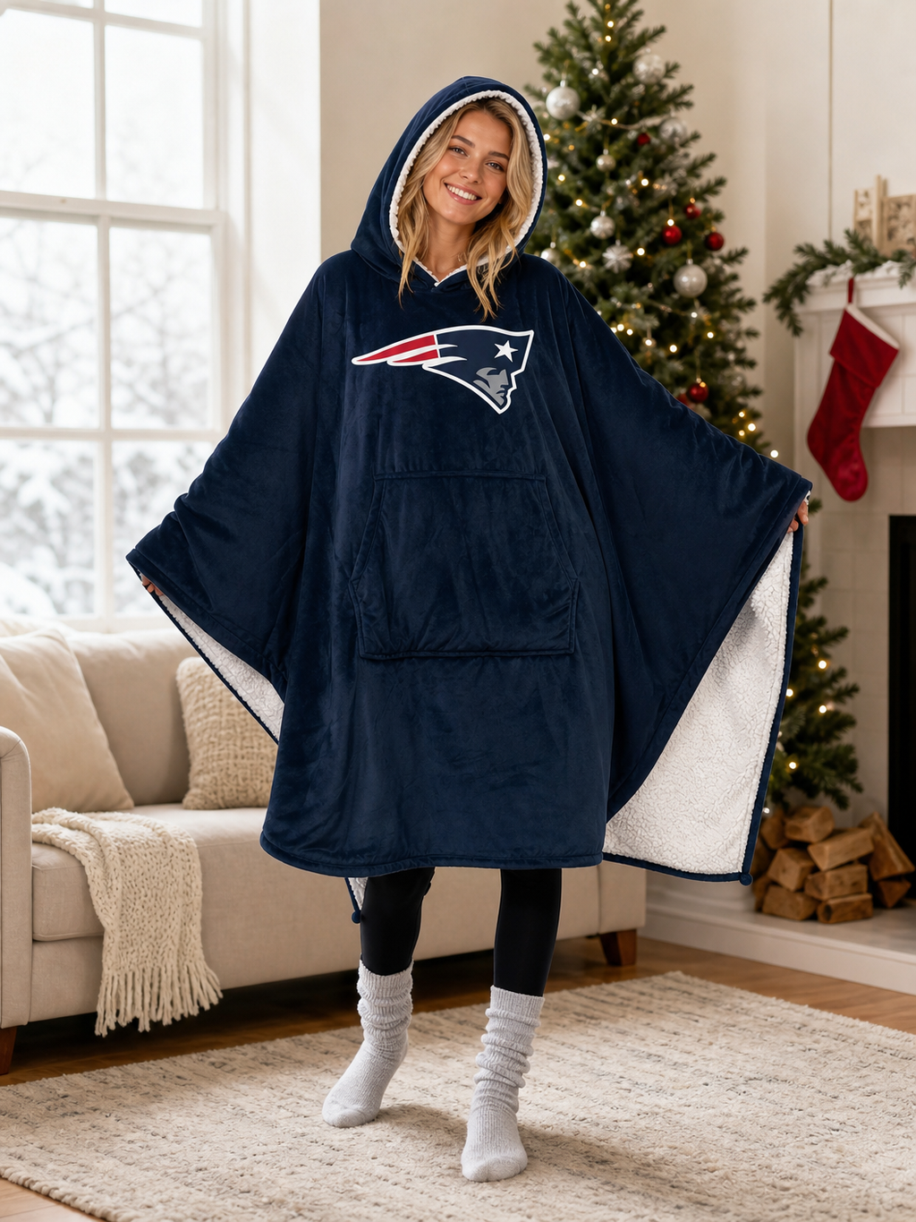 🌸🌸New Arrival🛌Wearable Hooded Blanket with Logo Patch, 60" x 80"🧶