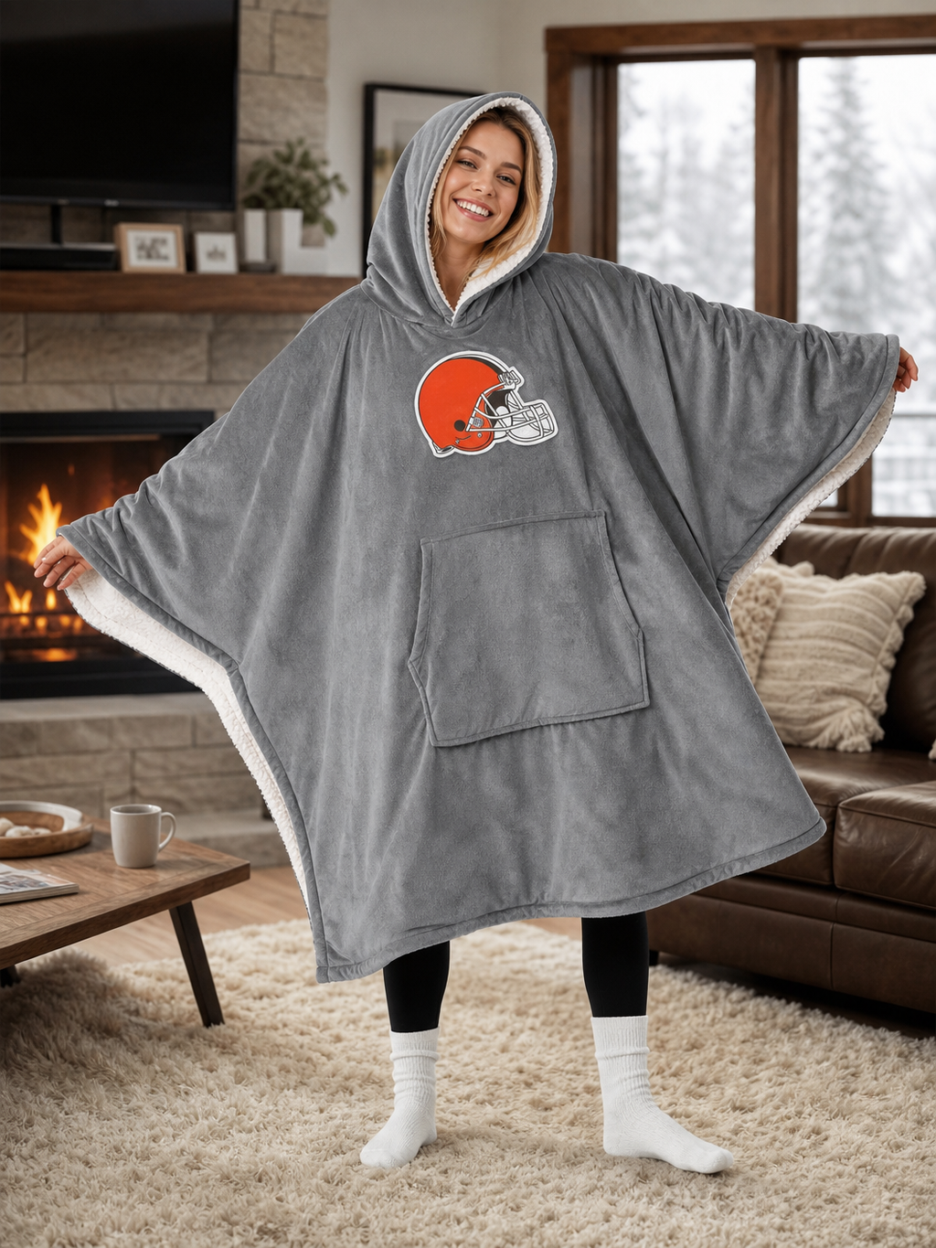 🌸🌸New Arrival🛌Wearable Hooded Blanket with Logo Patch, 60" x 80"🧶