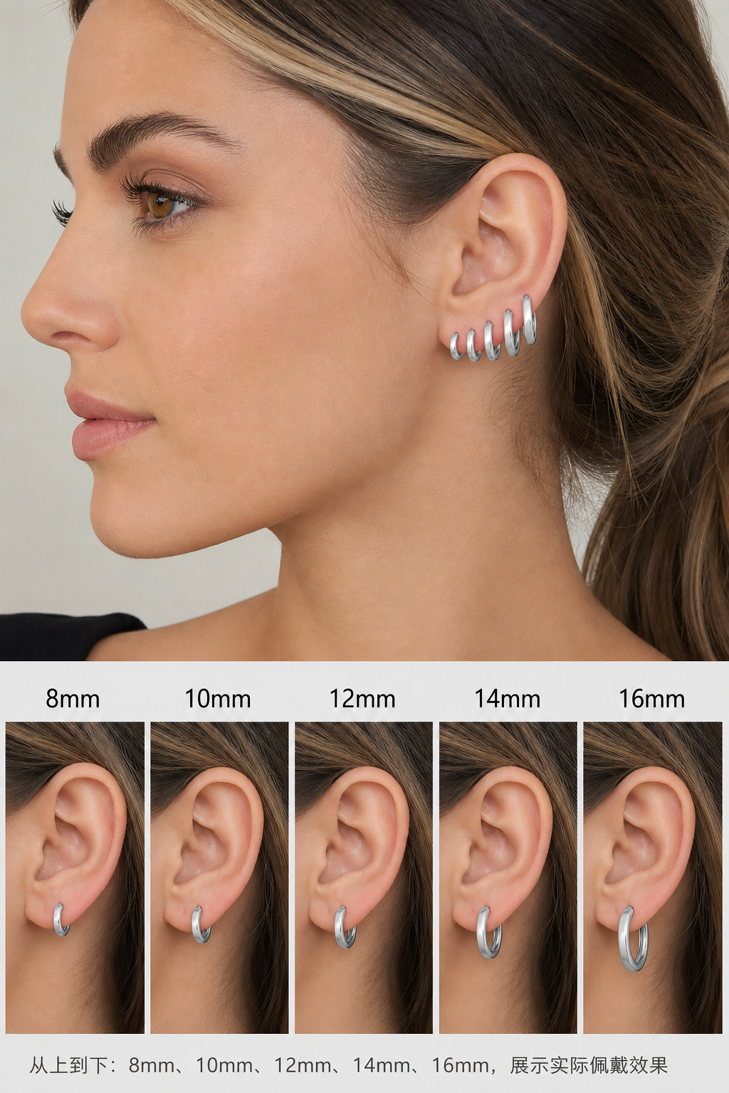 💌💌Dearmay 5 Pairs 14K Gold Plated Hoop Earrings