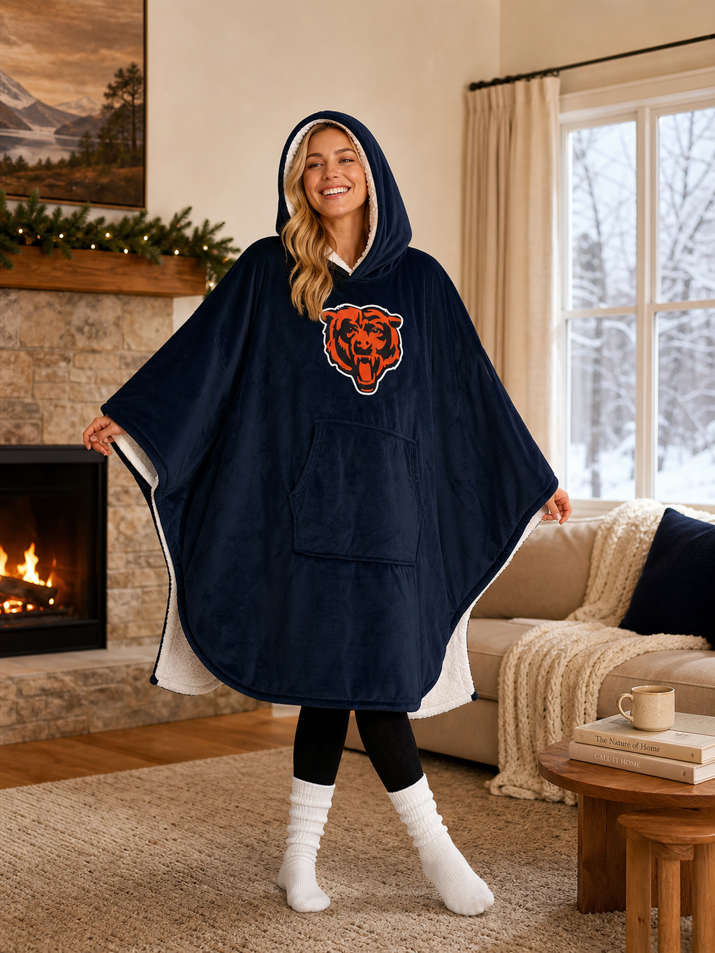 🌸🌸New Arrival🛌Wearable Hooded Blanket with Logo Patch, 60" x 80"🧶