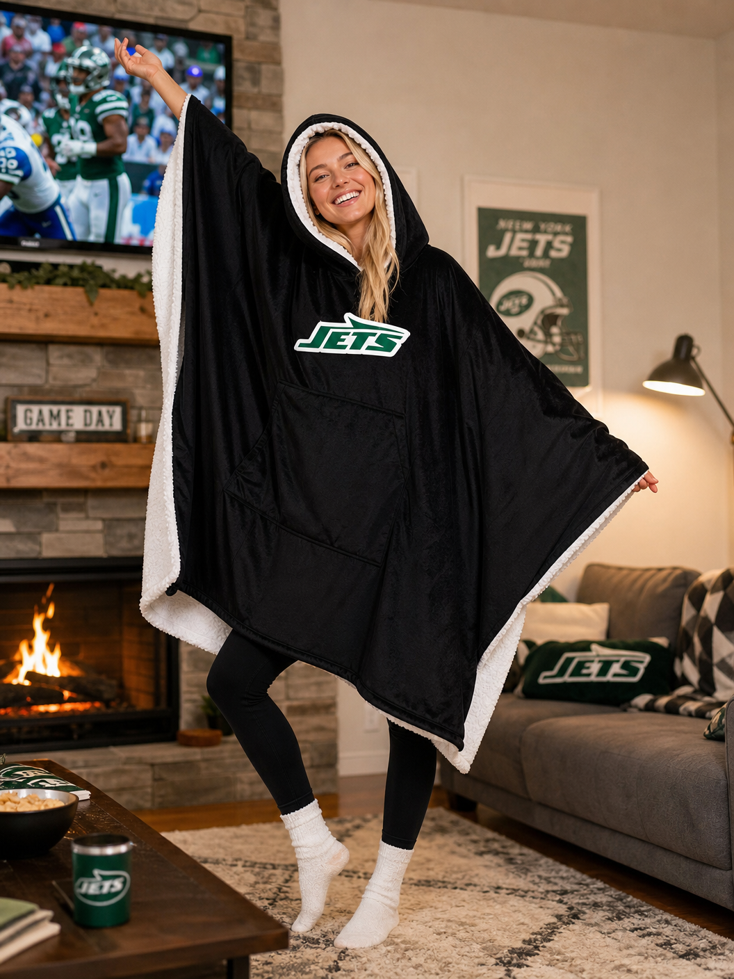 🌸🌸New Arrival🛌Wearable Hooded Blanket with Logo Patch, 60" x 80"🧶