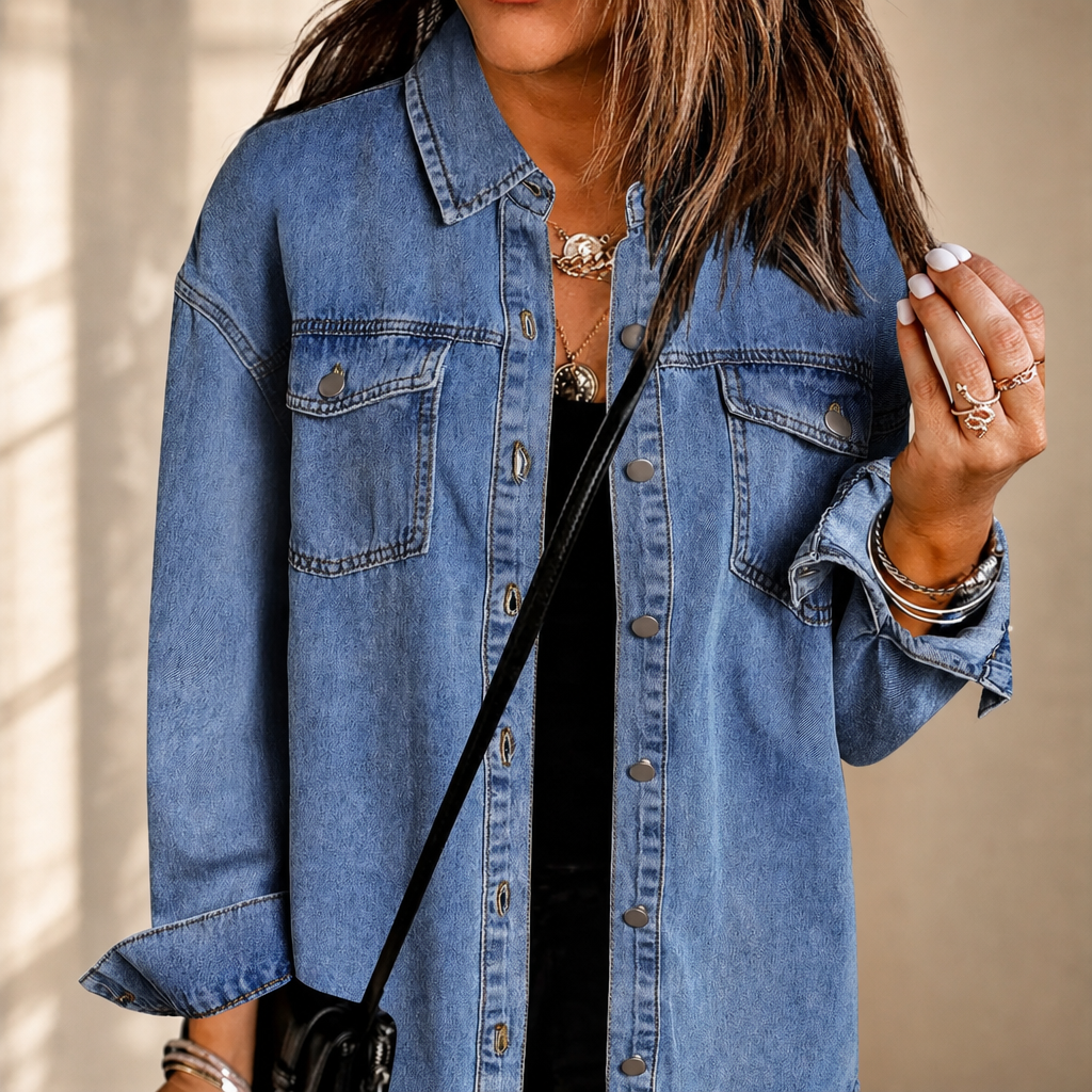 🌸🌸 Oversized Ripped Tassel Denim Jacket, Long Sleeve Pockets