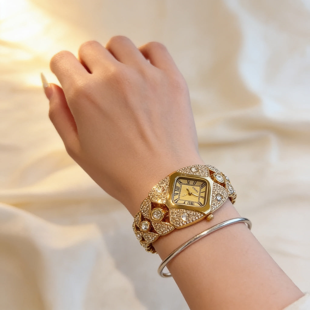 💚Lastfive – Rhombus Crystal Dial Link Bracelet Watch