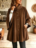 ☁️🍂Women's Stand Collar Oversized Corduroy Poncho Coat
