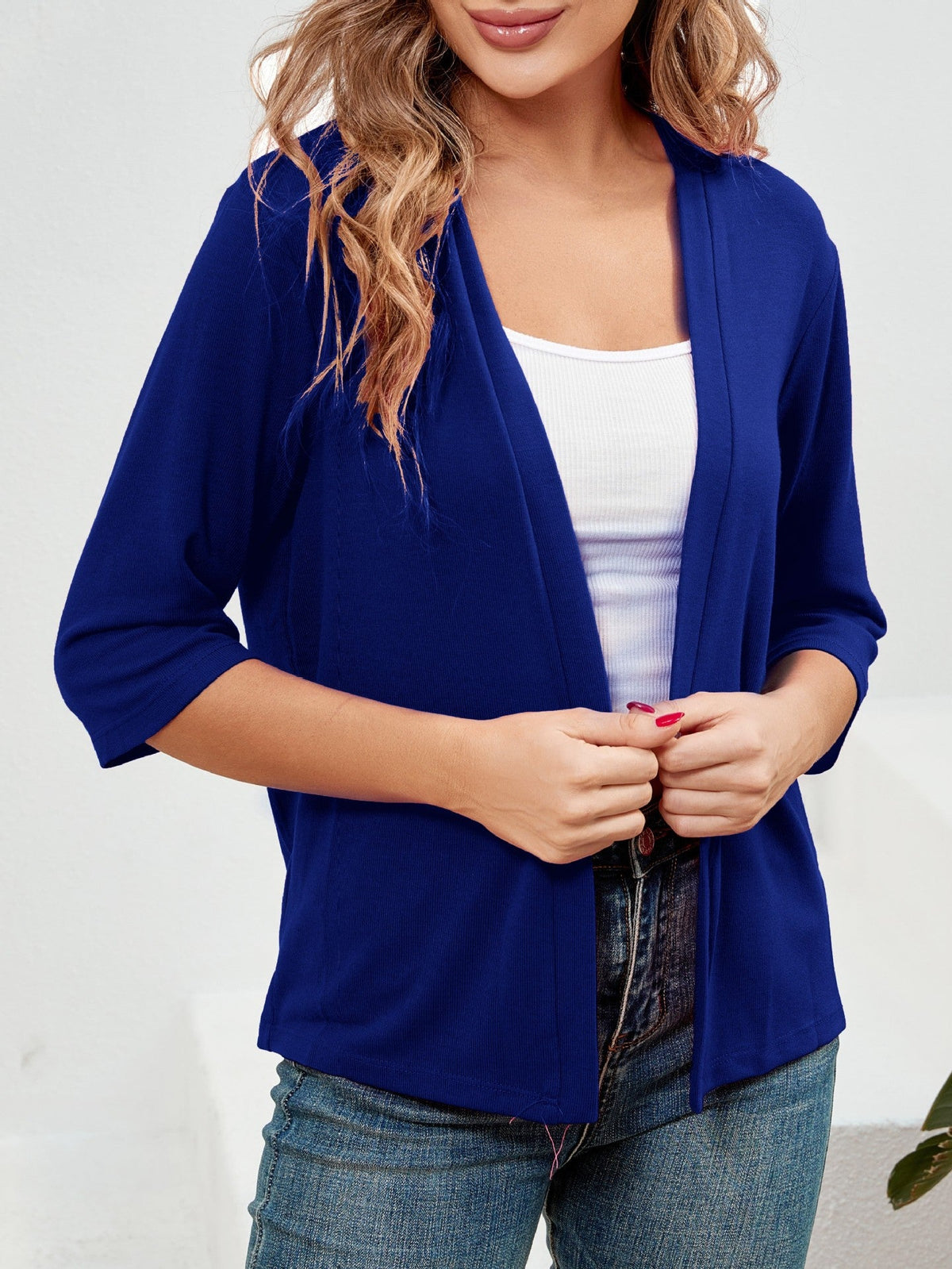 🌷Women's 3/4 Sleeve Knit Cardigan Lightweight Open Front Cropped Sweater