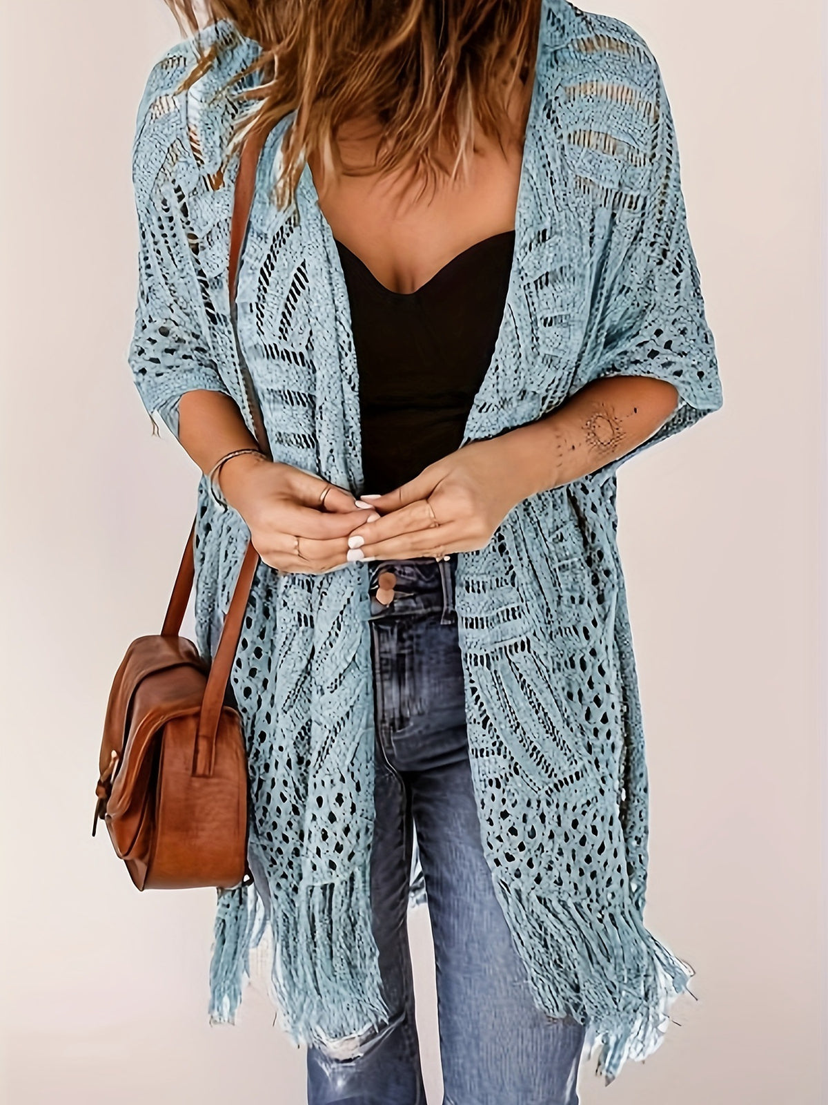 🌷Solenne – Oversized Crochet Tassel Kimono Cardigan for Women