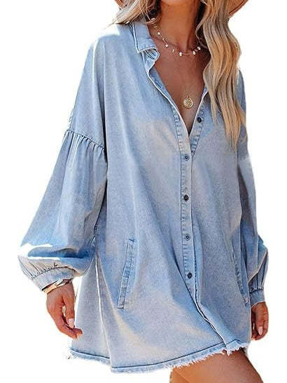 🌷Faith Raw Edge Chambray Dress
