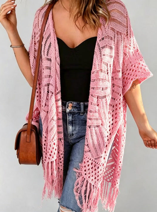 🌷Solenne – Oversized Crochet Tassel Kimono Cardigan for Women