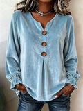 🌷 Women's Solid-Color Velvet Long-Sleeve V-Neck Long Top|S-3XL