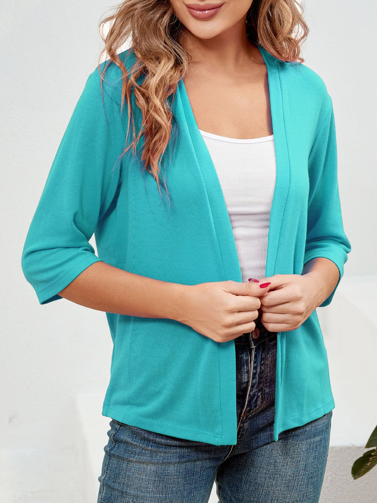 🌷Women's 3/4 Sleeve Knit Cardigan Lightweight Open Front Cropped Sweater