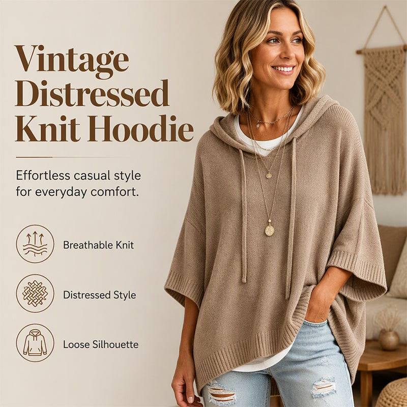 🌸🌸Women's Vintage Distressed Knit Hoodie ✨