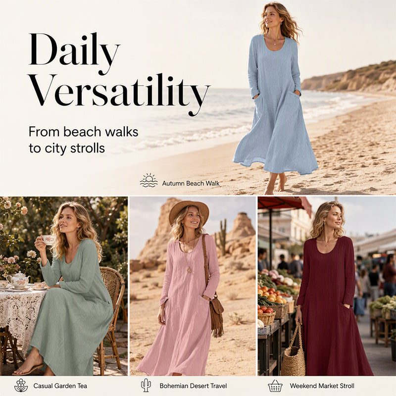 💞💞Women's Solid Color Long Sleeve Dress