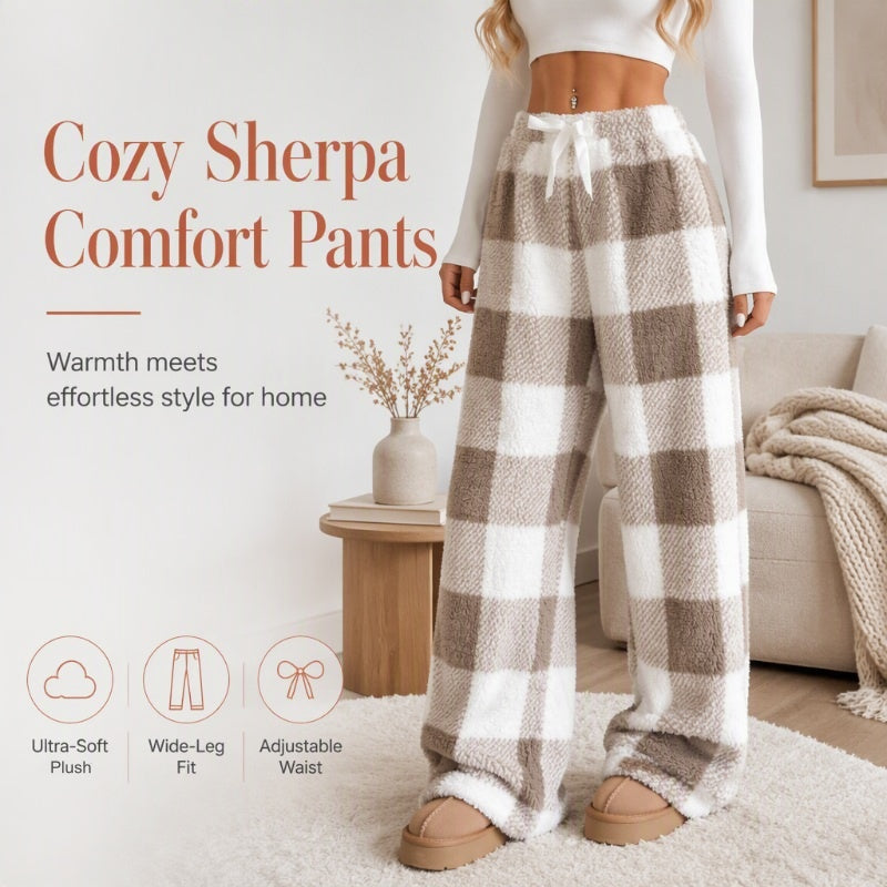🔥🔥Women's Plush Plaid Wide-Leg Pants
