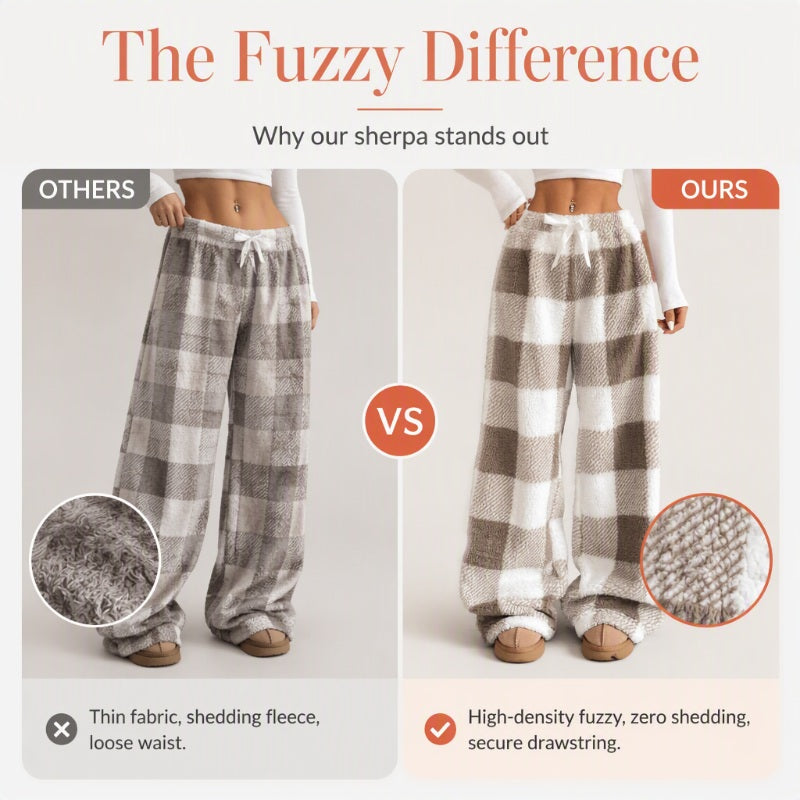🔥🔥Women's Plush Plaid Wide-Leg Pants