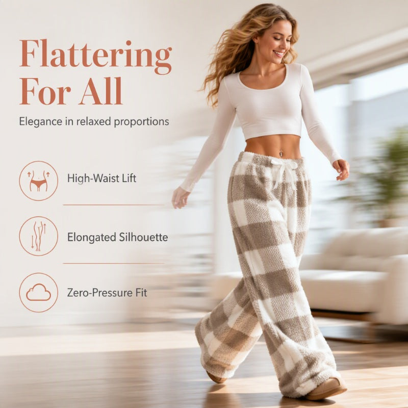 🔥🔥Women's Plush Plaid Wide-Leg Pants