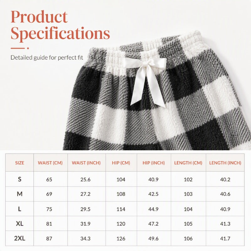 🔥🔥Women's Plush Plaid Wide-Leg Pants