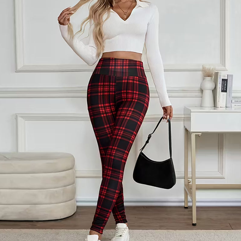 🔥🔥High-Elasticity Slim Fit Warm Plaid Leggings for Women