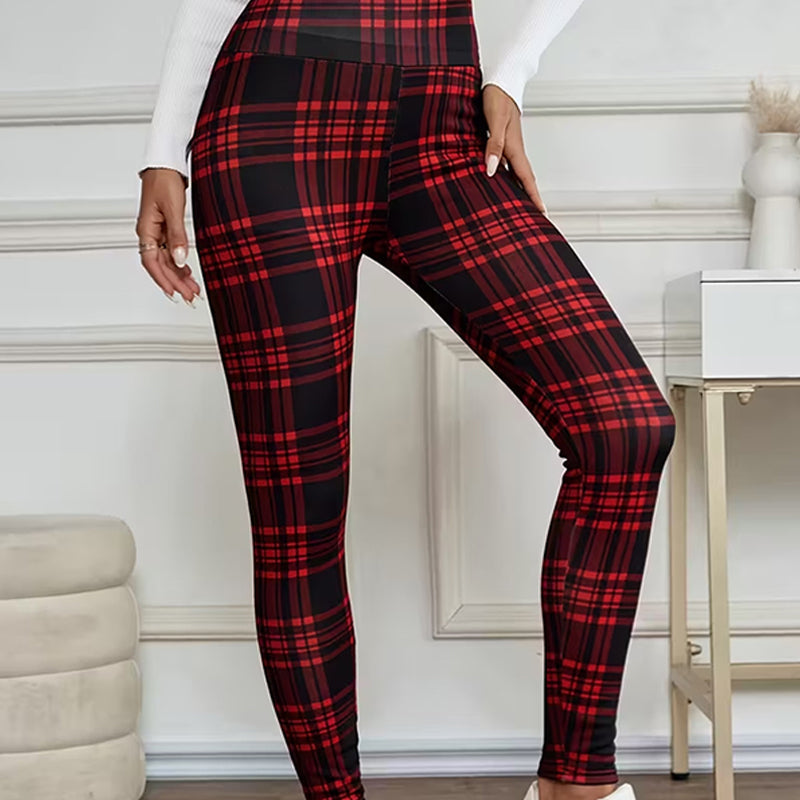 🔥🔥High-Elasticity Slim Fit Warm Plaid Leggings for Women