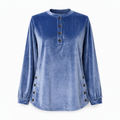 🍂👚Women's Casual Loose Velvet Long Sleeve T-Shirt with Button V-Neck