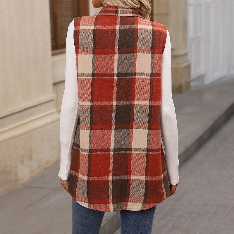 ☁️🍂Women’s Button-Down Plaid Vest