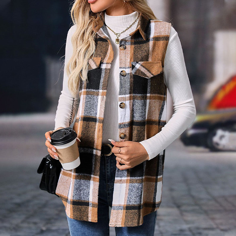☁️🍂Women’s Button-Down Plaid Vest