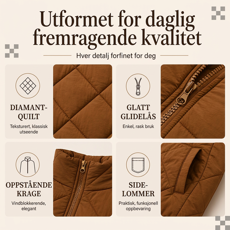 🍂👚Varm vattert vest for kvinner