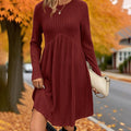 🍂👚 Flattering Shape, Effortless Style | Women's Ribbed-Knit A-Line Midi Dress